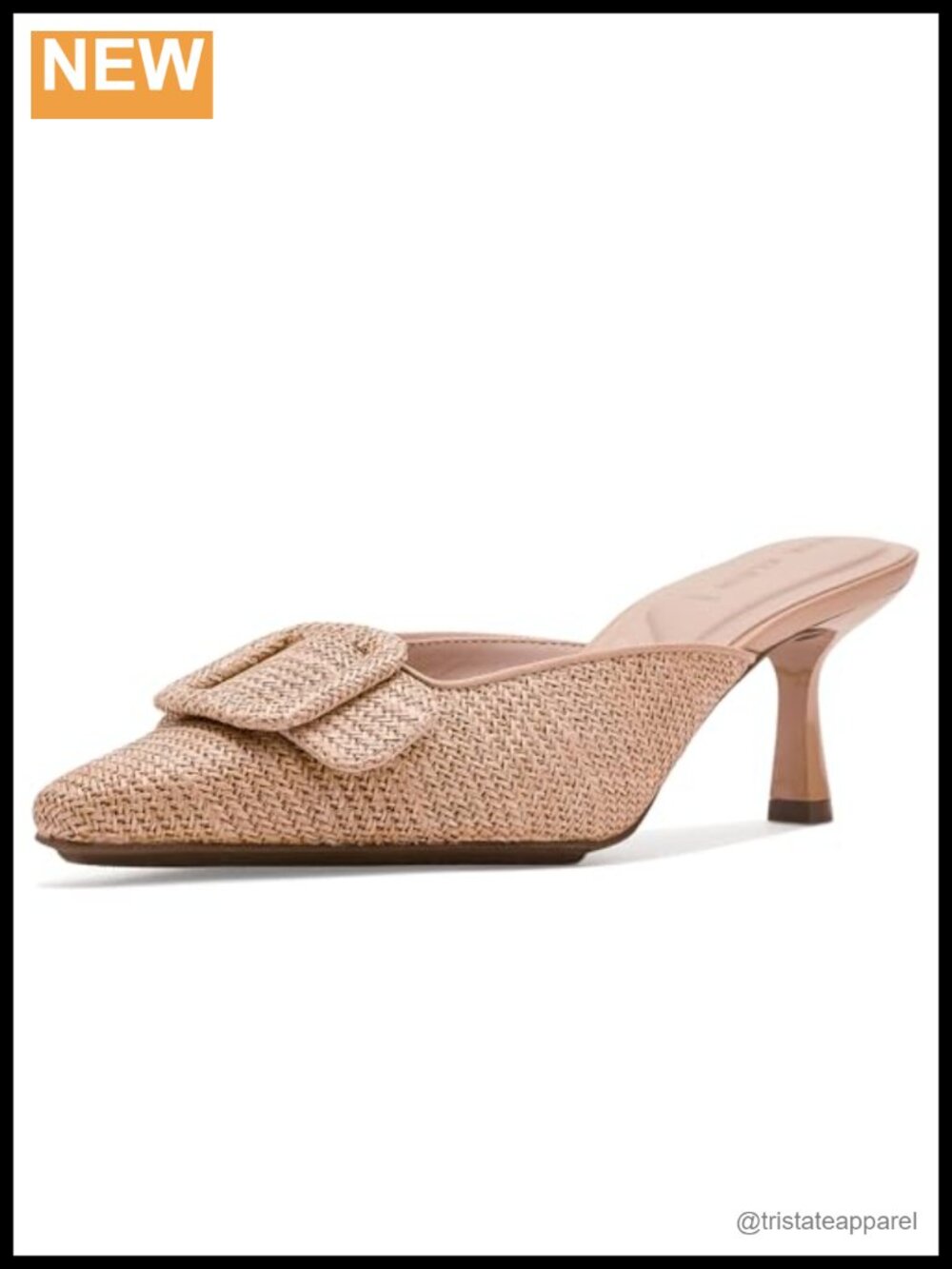 Polyurethane Stiletto Mules with Buckle